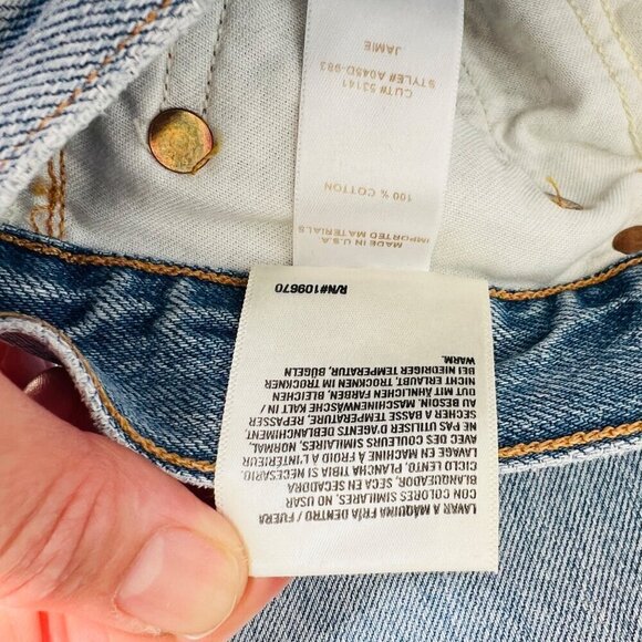 Agolde Distressed knees ankle high rise slim legs jeans, blue, Size 25 M50 - Picture 12 of 13